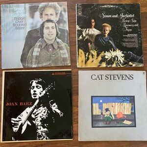 Vintage Vinyl Record Bundle - Simon and Garfunkel, Joan Baez, Cat Stevens